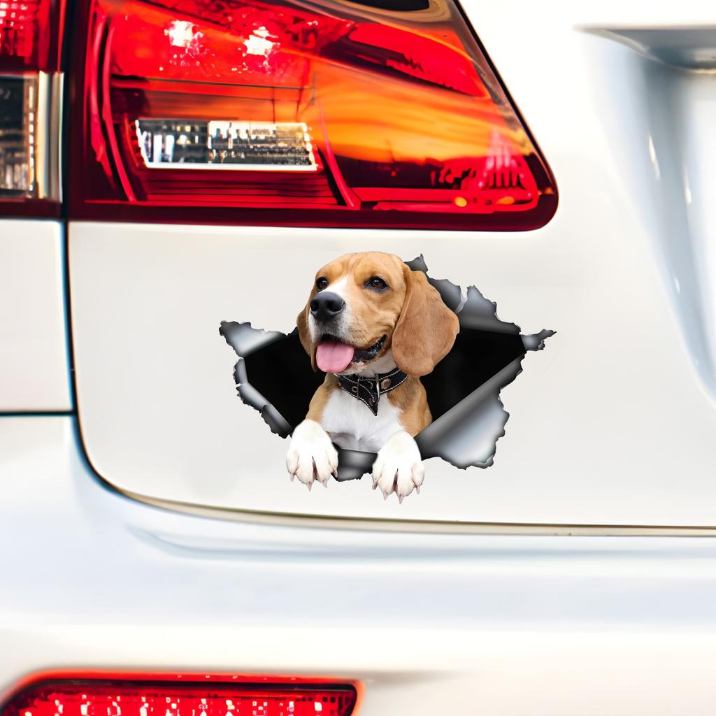 Cute Beagle In the Hole Creative Design Sticker, 1pc Funny Car Decal, Suitable for Cars, Trucks, Motorcycles, Walls