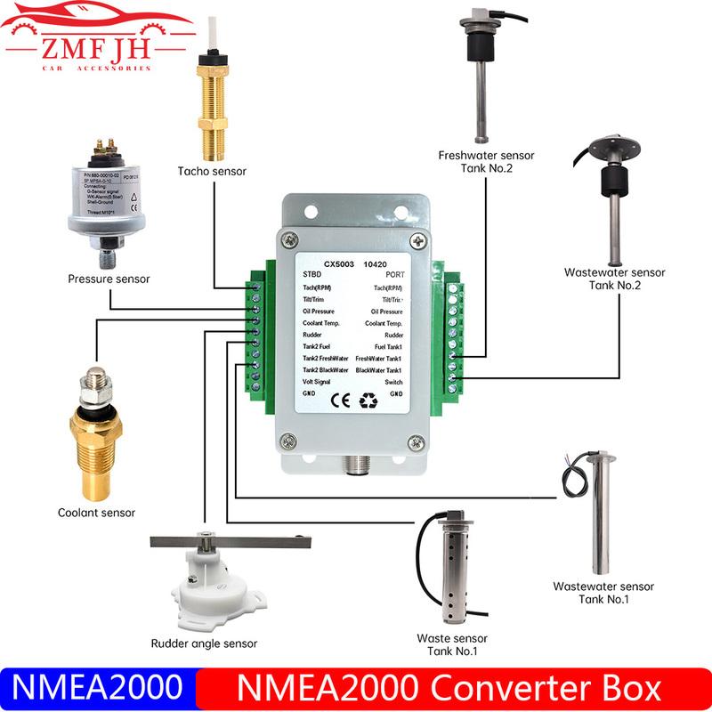 NMEA 2000 Multifunction Converter Connect Up to 18 Sensors 0-190 ohm CX5003 NMEA2000 Converter For Boat Yacht Marine Sensor