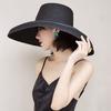 French Retro Women'S Summer Black Red Big Brim Sunshade Vacation Beach Sun Bell Hepburn Straw Hat