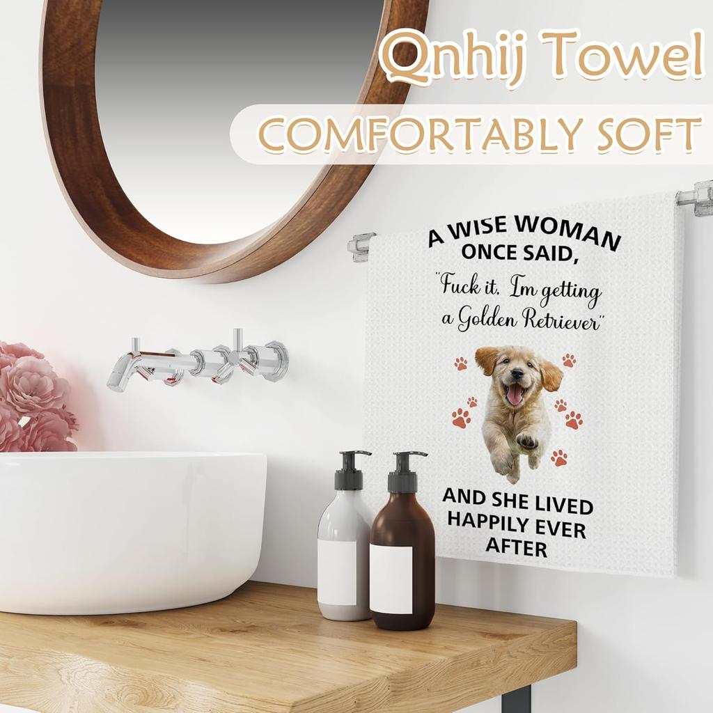 Funny Golden Retriever Kitchen Towels, Golden Retriever Gifts for Women Men, Dog Lovers Gifts Decorative Hand Towels for Bathroom, Funny Kitchen