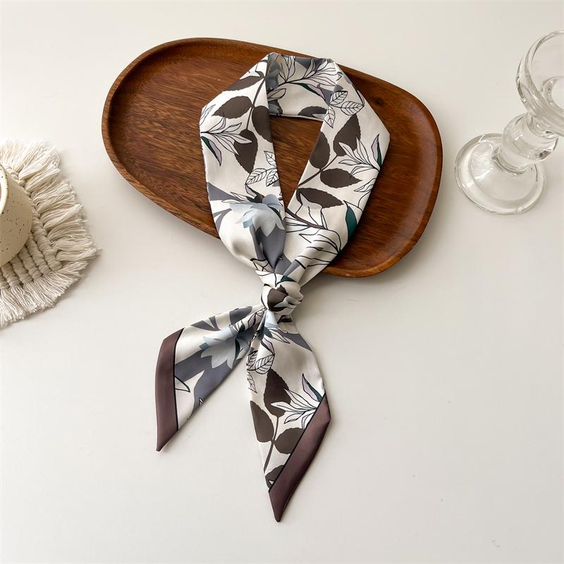Женский длинный узкий шелковый шарф, повязка на голову, шейный галстук с принтом, роскошные брендовые аксессуары для волос, классные шарфы для девочек, лето 2021 г.