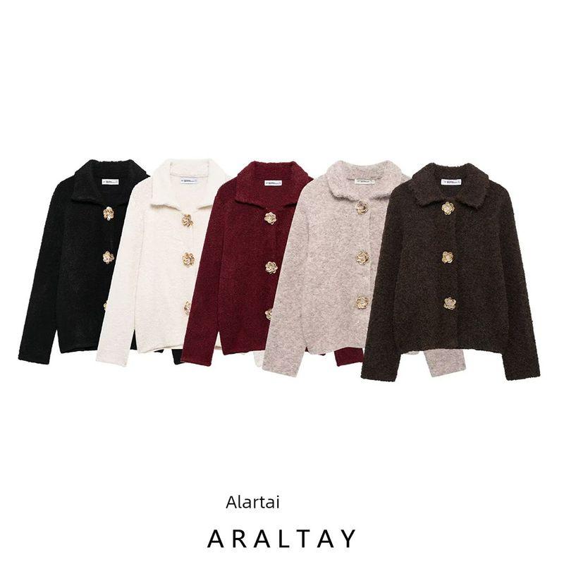 Araltay New Arrival Fashion Style Women's Clothing Fashion All-Match Minimalist Artificial Fur Knitting Cardigan 9598175