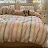 Water Wash Cotton 4 Piece Bedding Set Simple Striped Duvet Cover Bed Sheet Fitted Sheet And Pillow Cases Two Piece Set