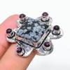 Snoflake Obsidian,Amethyst Gemstone 925 Sterling Silver Jewelry Ring Size 7 k9H86