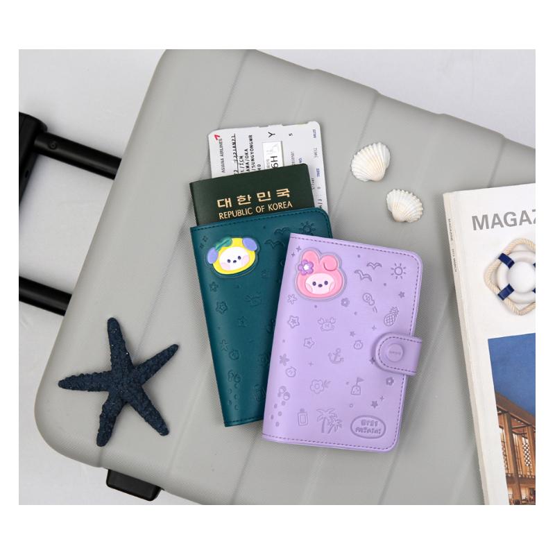 BT21 Официальная кожаная нашивка minini ОБЛОЖКА ДЛЯ ПАСПОРТА VACANCE