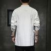 Mens Chinese Style Hemp Linen Cotton Long Sleeve Shirt Tang Suit Hanfu Retro Stand-Up Collar Zen Clothes   Men Clothing