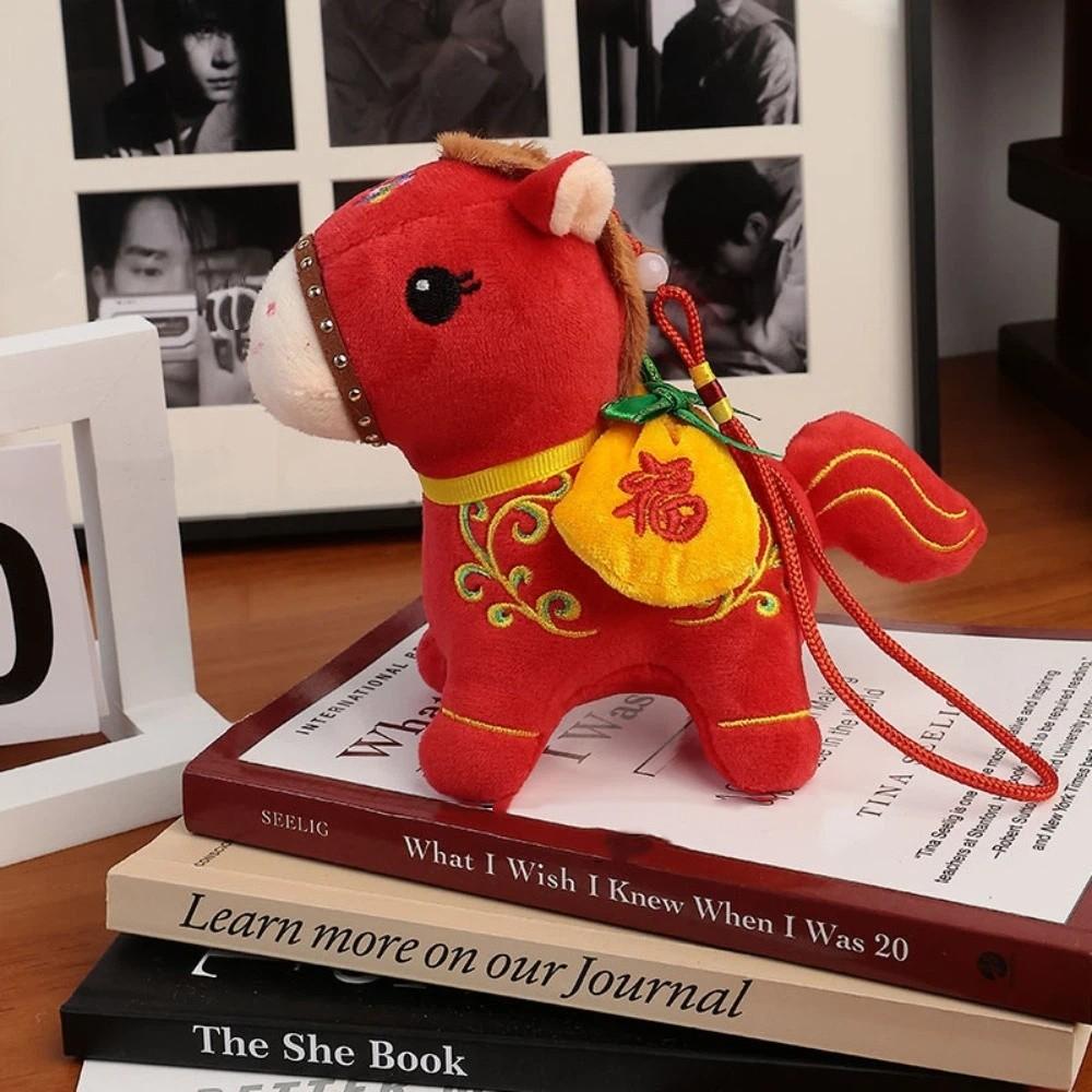 Red Chinese Zodiac Horse Doll Cartoon Mascot Traditional Pony Plush Doll  New Year