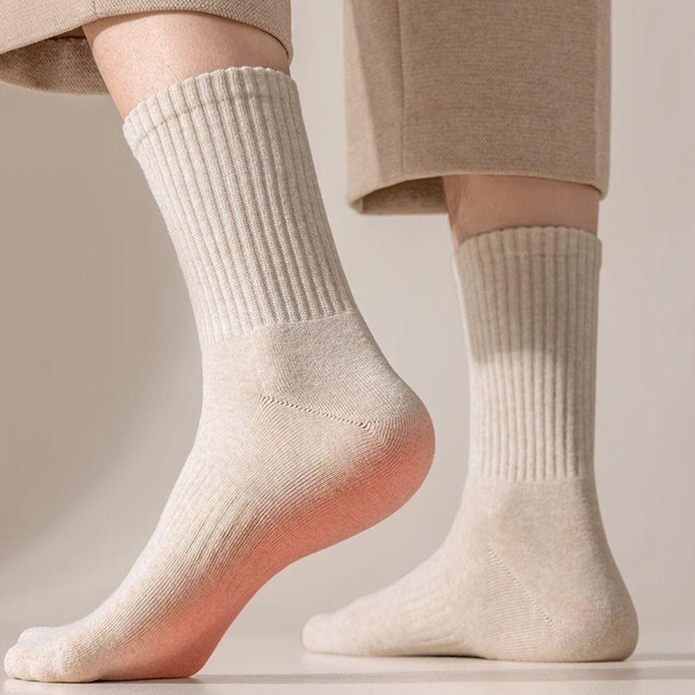Носки среднего размера из хлопка, толстые теплые чулки из флиса, зимние теплые носки среднего размера