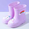 Rainbow Horse Toddler Rain Boots with Warm Fleece Lining and Drawstring - Perfect for Kindergarten Kids