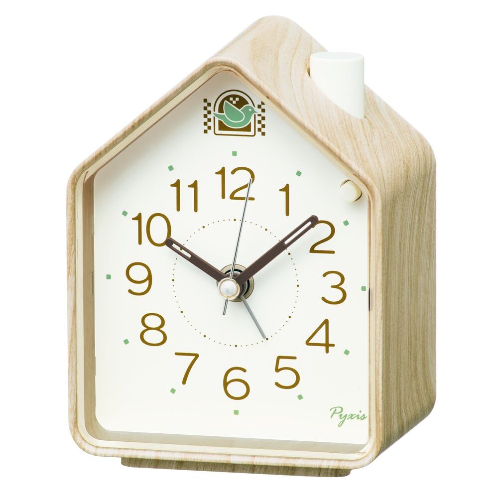 Часы Seiko PYXIS NR453A Будильник Светло-коричневое дерево 110 x 86 x 63 мм Часы, Аналоговые, Текстура дерева,