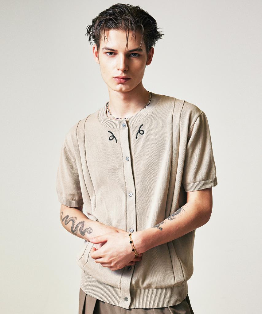 SSY Filigree Half Sleeve Summer Cardigan Beige