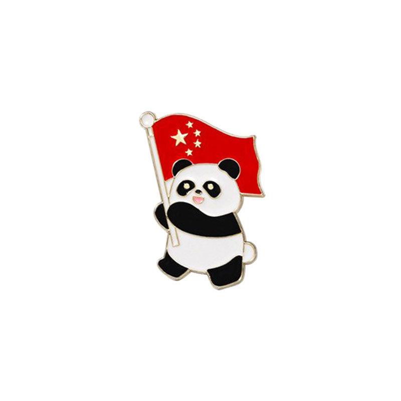 National Day five-star red flag commemorative badge, patriotic panda, literary clothing, schoolbag decoration, oil drop brooch