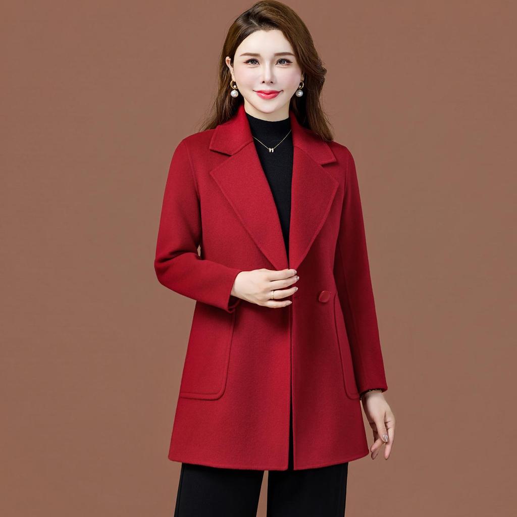 Женское приталенное двустороннее кашемировое пальто - Коллекция высокого класса Зима 2025 для женщин среднего возраста
