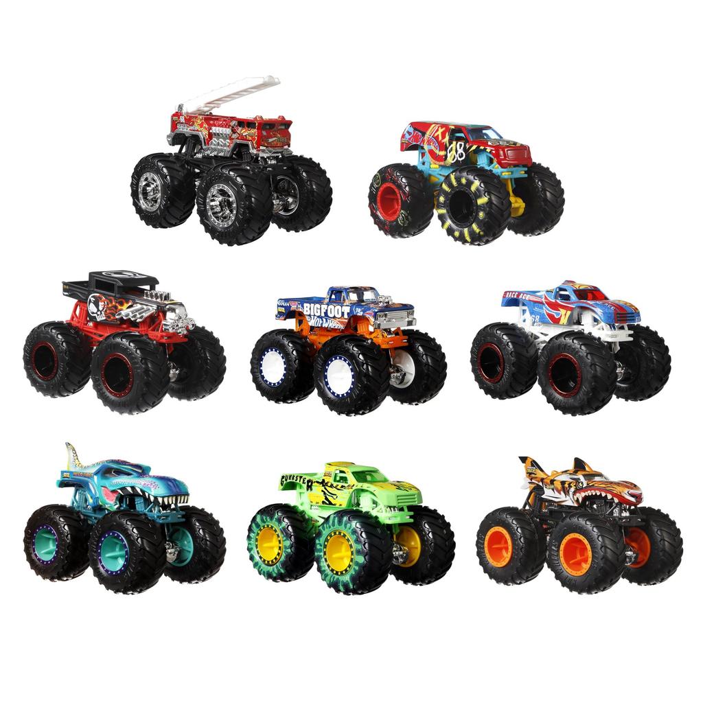Hot Wheels Monster Trucks 8-Pack, 164 Scale Die-Cast Set (Bone Shaker, Bigfoot, Race Ace, and More) for Kids 3 Plus
