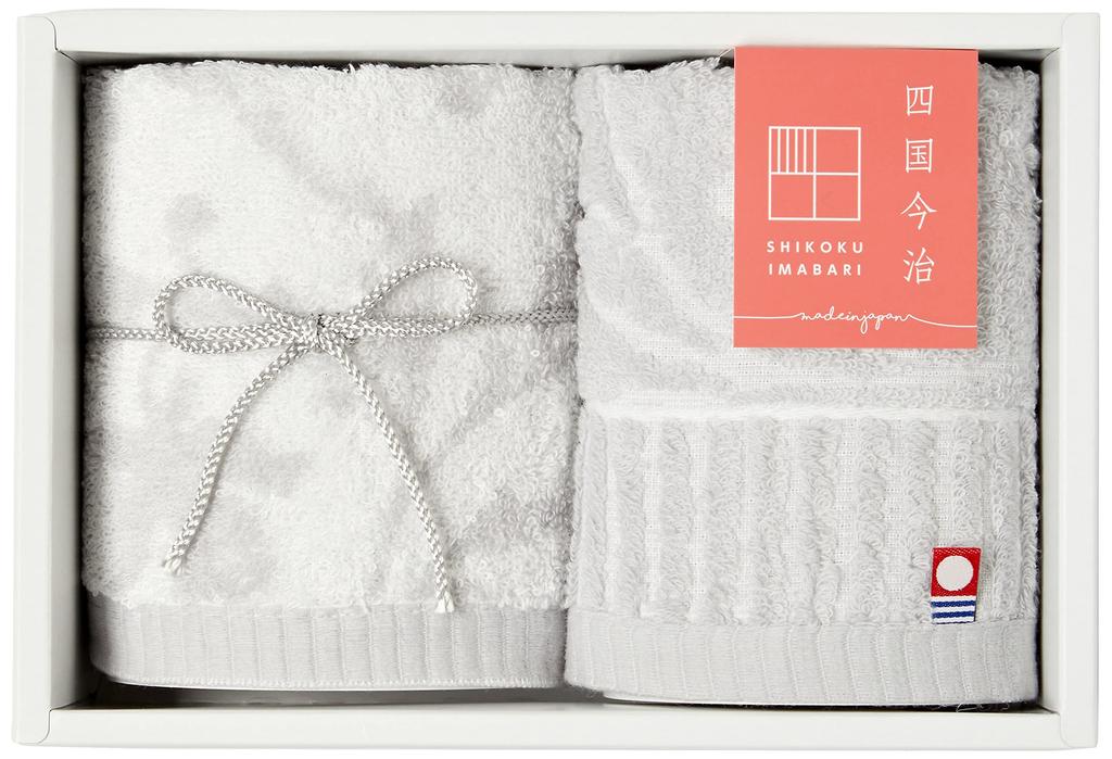 Hayashi Towel Gift Shikoku Imabari Kaori 34 x 35 2 Towels Set, Pattern, Gray, cm, SI100329,