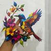Колибри Цветение Металлическое Настенное Искусство Цветная Цветочная Птица Настенный Декор Железная Подвесная Скульптура для Улицы В Помещении Сада Патио Забора Настенное Украшение