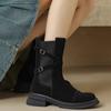 Модные полусапоги на молнии сзади для женщин Обувь Осень Зима Перекрестный ремешок Женские ботильоны челси Квадратный каблук Повседневные женские сапоги 35-40