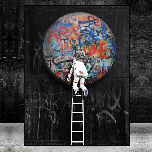 Solid Wood Frame Space Dreaming Astronaut Stars Oil Painting Canvas Painting Posters and Prints Wall Art Pictures for Living Room Home Decor