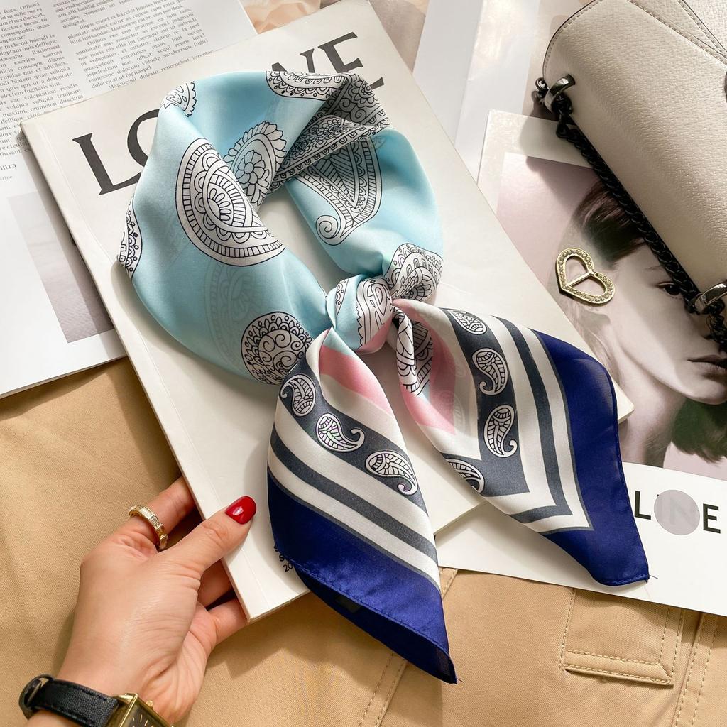 Spring And Summer Satin Long Scarf For Women Sunscreen Shawl Fashionable Beauty Scene Satin Long Scarf Versatile Travel Scarf