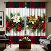 2pcs HD Black Red Check Christmas Garland Rattan Curtain White Tie Digital Printed Curtain Home Decoration Style Decoration L