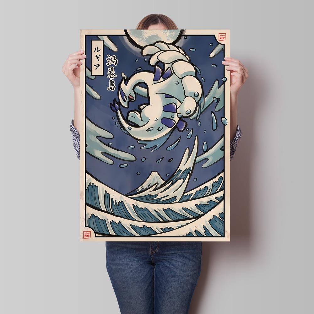 Canvas Artwork Painting Pokemon Lugia Poster Cartoon Character Picture Not Fading Modern Home Wall Decoration Birthday Gifts