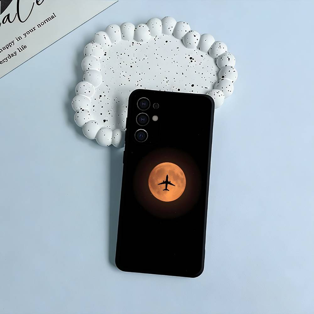 Aircraft & Sky Black Soft Silicone Phone Case for Samsung S25, S24, S21, S22, S23, S30, Ultra, S20, Plus, FE, Lite