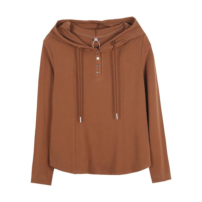 Large size women's clothing waxy jiji hooded long-sleeved T-shirt autumn new thin casual top 340800