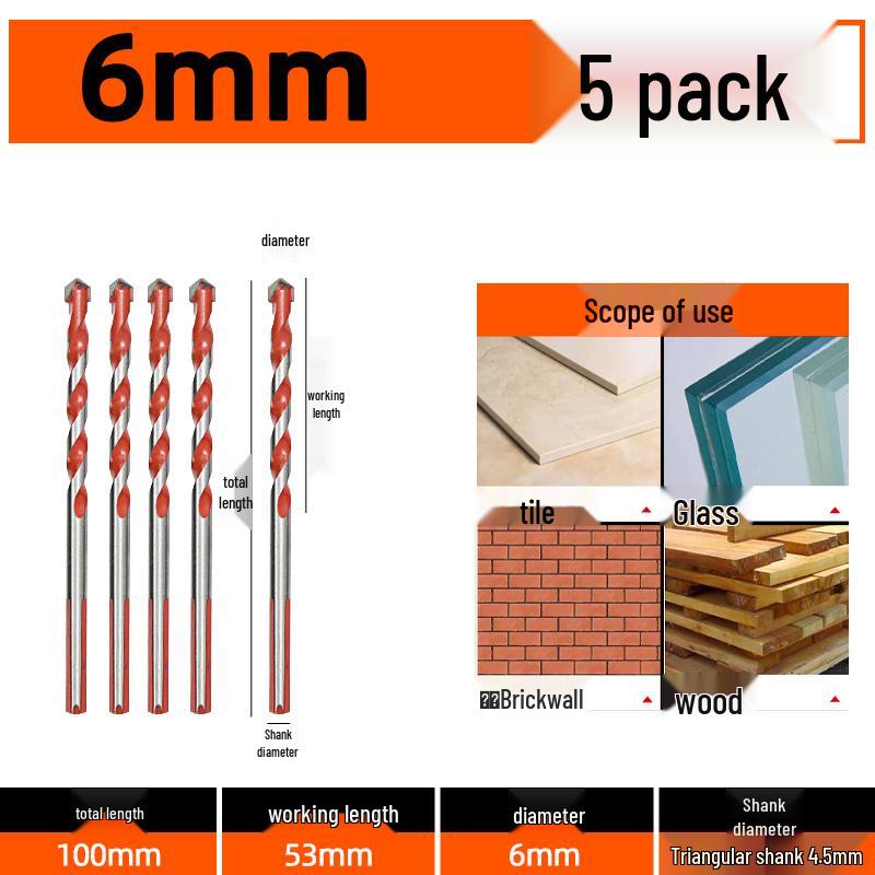 6 мм Сплавное треугольное сверло для бетона, стекла и цемента