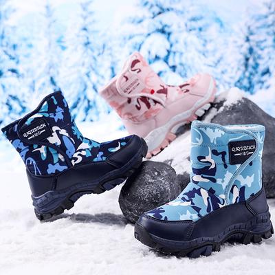 Осенне-зимние высокие детские зимние ботинки для снега, хлопковая обувь, пушистая, нескользящая, теплая, для девочек, спортивная обувь для снега