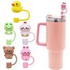 4/5Pcs Silicone Straw Cover Hat Tumbler Cup Straw Topper Fits 30&40 Oz Tumbler with Handle10mm