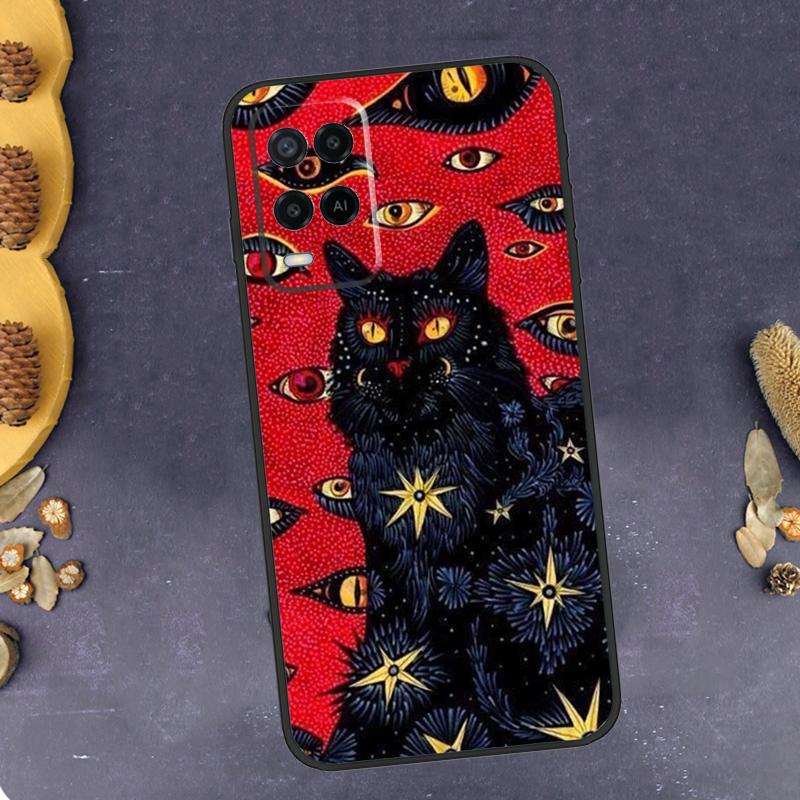 Death Tarot Cat Phone Case For Oppo A79 A18 A38 A58 A78 A98 A17 A40 A60 A80 A16 A76 A96 A15 A74 A94 A54 A77