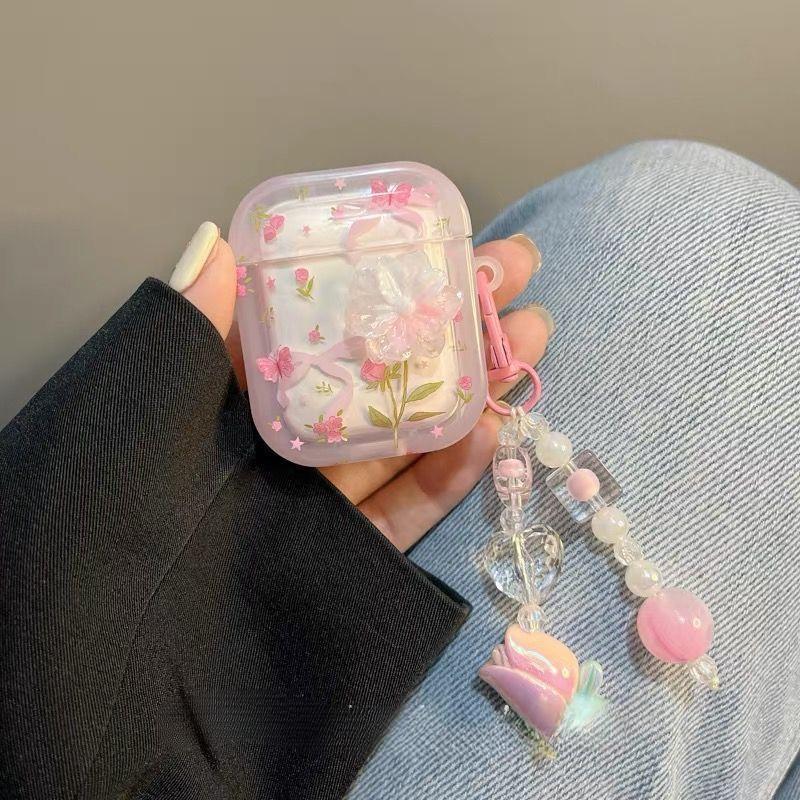 3D градиентный узор с бабочками и цветами Чехол для наушников AirPods 4 3 2 1 Pro2 Жесткий ПК чехол для AirPods 4 4-го Pro 2-го Coque FundasЦветочный кулон