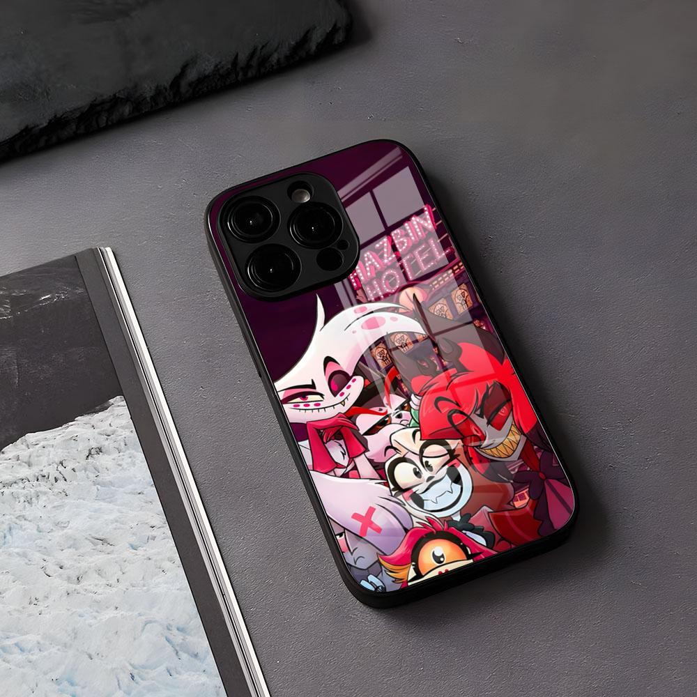 Чехол для телефона H-Hazbins-Hotels для iPhone 17 Air 16 E Pro Max 15 14 13 Mini 12 Pro 11 Max Plus Черная стеклянная крышка