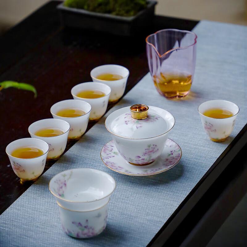 Ice Jade Ceramic Sancai Gaiwan Tea Set