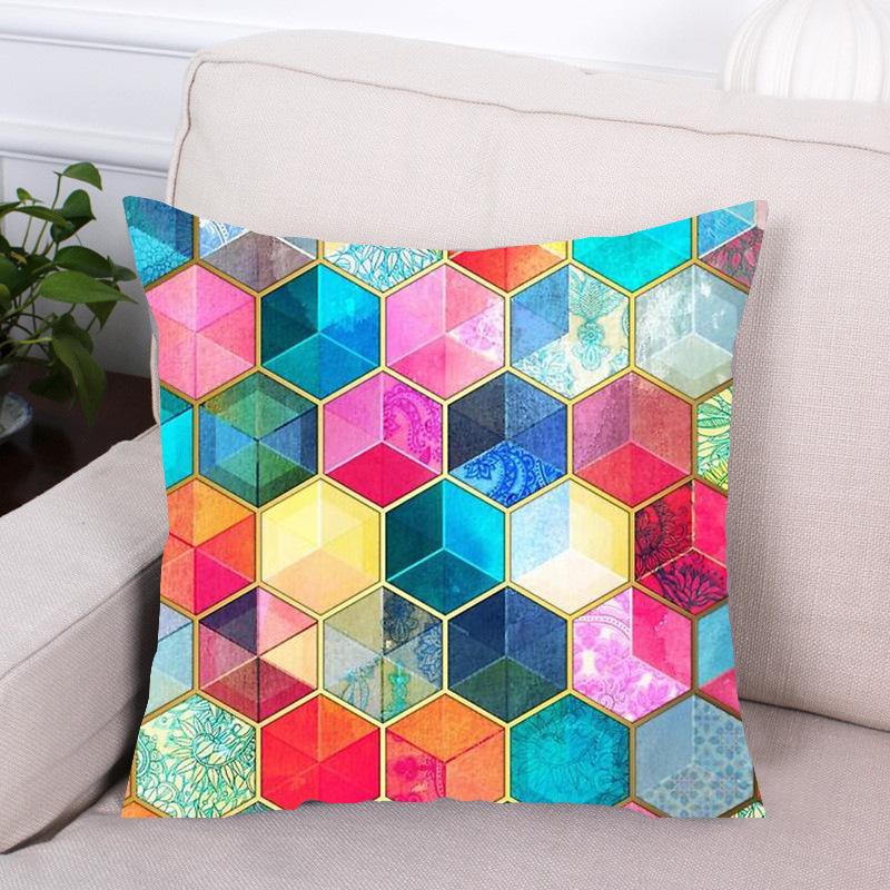 Nordic Style Checkered Pattern Digital Printing Short Plush Pillow Covers For Car Sofa Office Cushion Cover Home Goods 60X60Cm