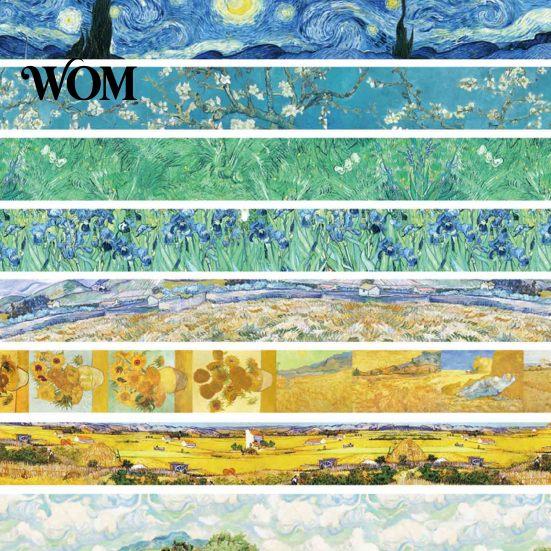 Layering Washi Tape Tape, Oil Painting Decorative Masking Artist Patterns Adhesive Translucent for DIY Crafts, Junk Journal, Gift Wrapping,