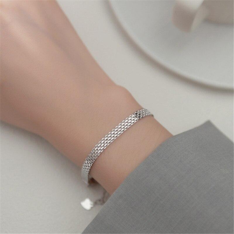 925 Sterling Silver Adjustable Multilayer Lace Weave Charm Bracelet &Bangle For Women Elegant Punk Jewelry Party Sl033