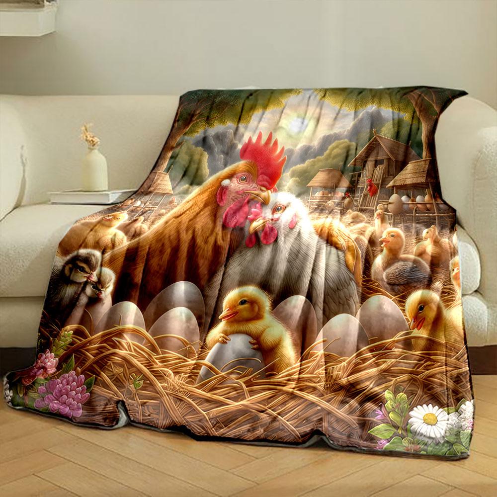 Cozy Farmyard Family Scene print blanket soft and cozy perfect for the living room bed sofa or a nap,gift