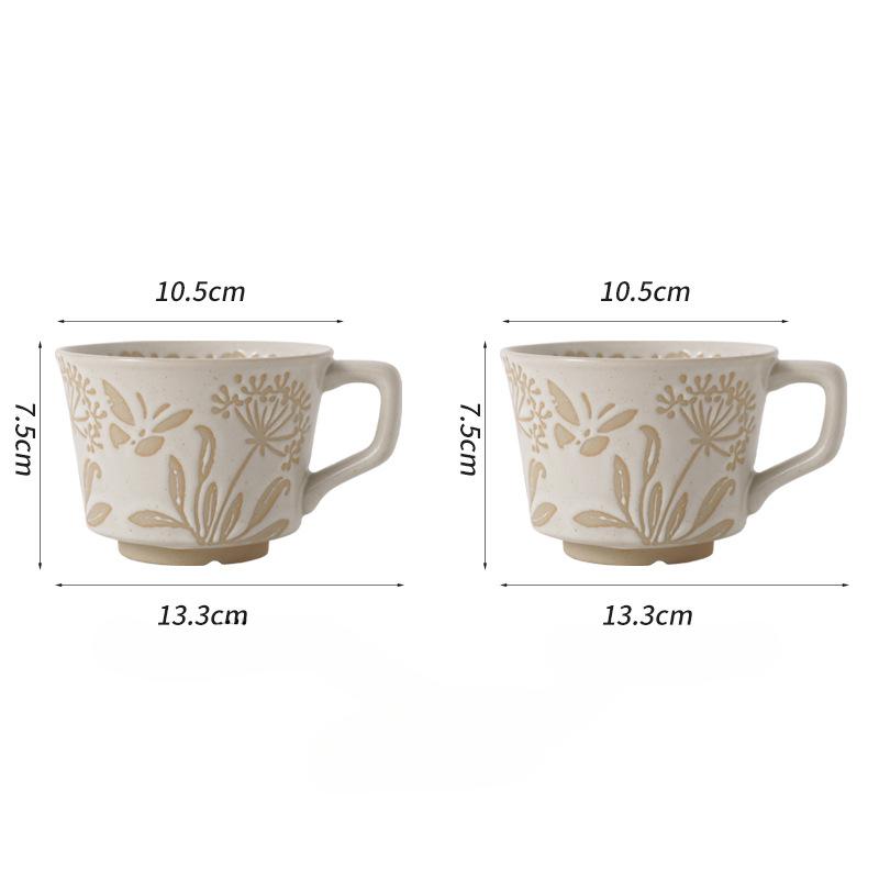 Coarse Pottery Hand-Painted Ceramic Milk Coffee Cup High Value Breakfast Cup High Value Retro