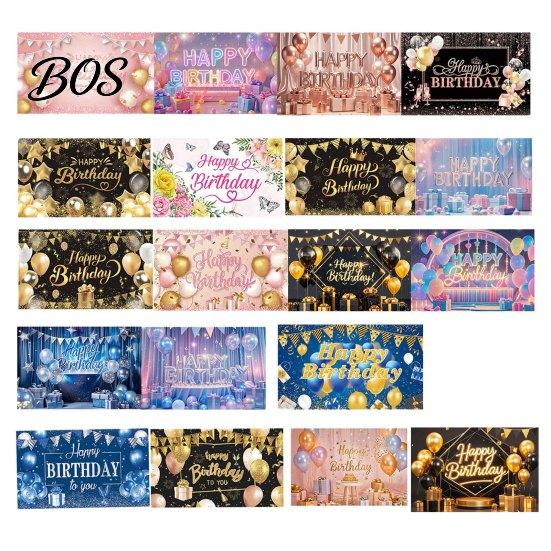 Wrinkle-resistant Birthday Banner Happy Backdrop, Party Photo Background Cloth for Celebration, Bright Color Bunting Flag Decor Kids Women, Supplies