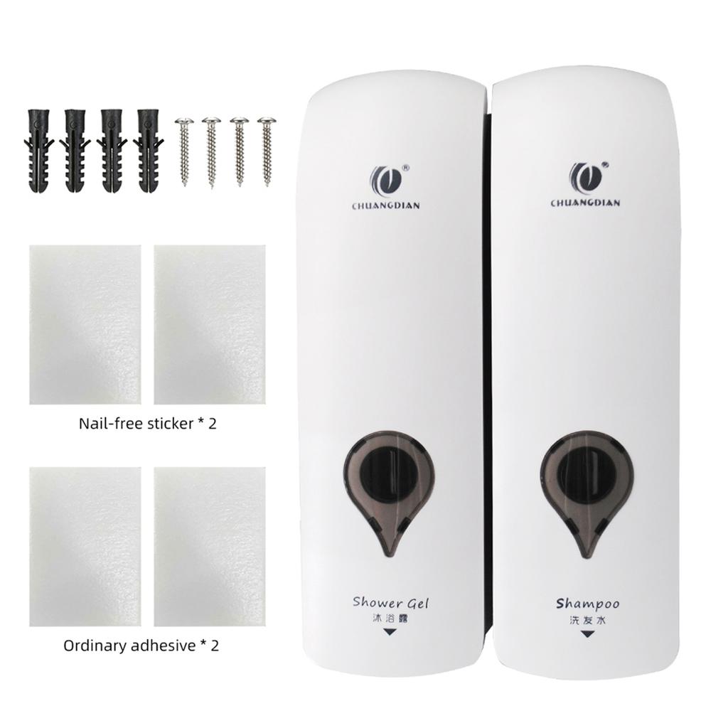 300 мл*2 Настенный Двухголовочный Ручной Дозатор Мыла Гель для Душа Жидкий Шампунь Диспенсер Держатель с Клейкими Наклейками для Отеля