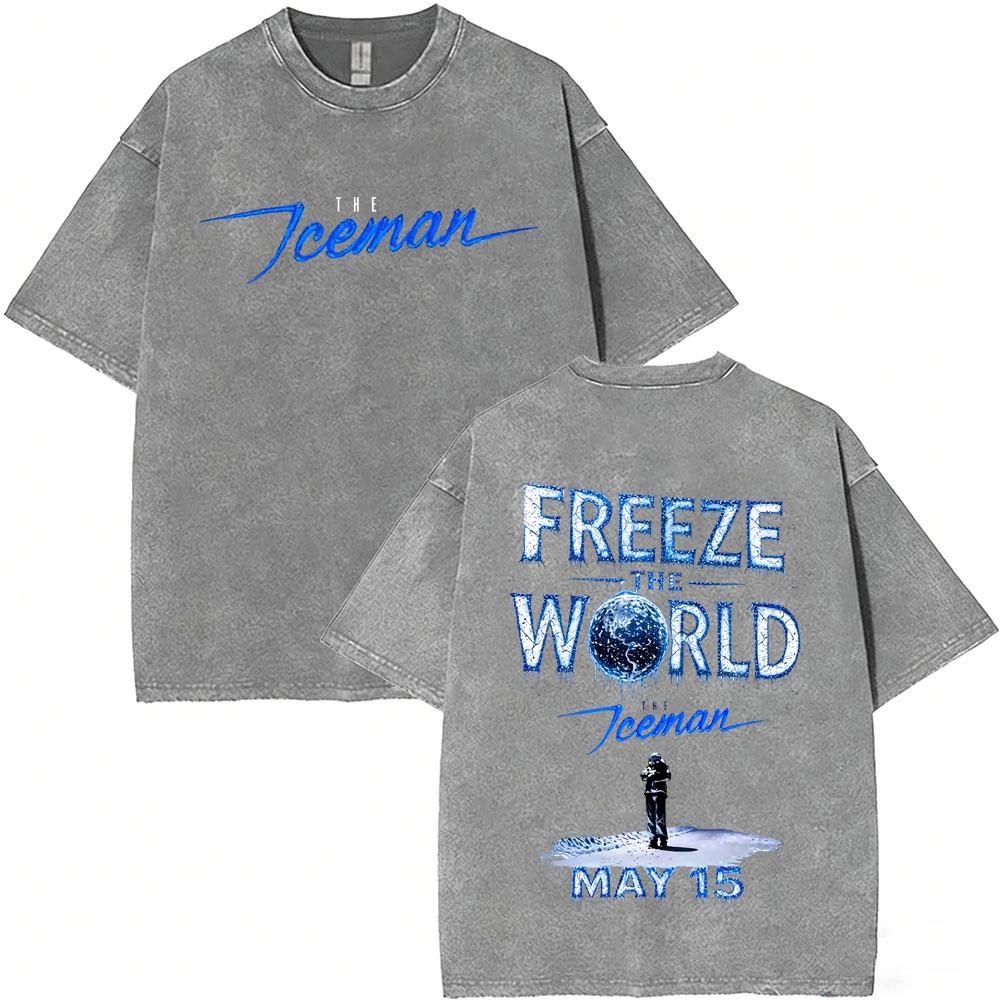 Washed Vintage Rapper Drake ICEMAN Album Graphic Tshirt Men Fashion Hip Hop Oversized T Shirts Mens High Quality Cotton Tshirt