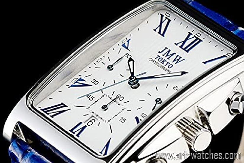 Square Watch White Blue Watch Square Rectangular Chronograph Limited Model Seiko Quartz Leather Band Genuine Leather Business Simple Popular Day Gift