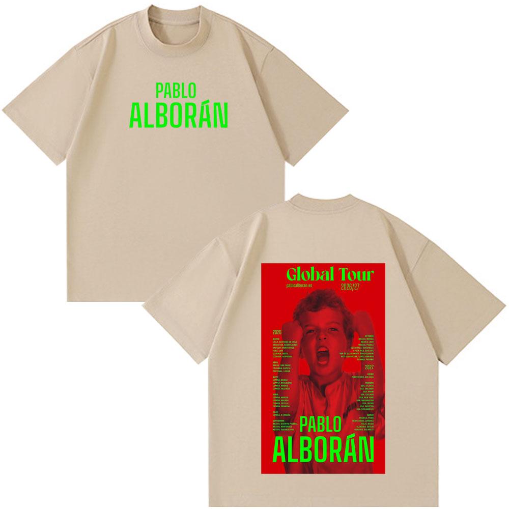 Singer Pablo Alborán Kmo Global Tour 2026 Print TShirt Men Women Hiphop Vintage Tshirts Shortsleeved Loose Aesthetic T Shirts