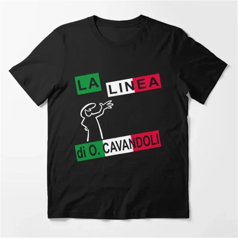 La Linea The Line Освальдо Кавандоли ТВ принт женская футболка повседневная базовая футболка с круглым вырезом черная футболка с коротким рукавом женские футболки