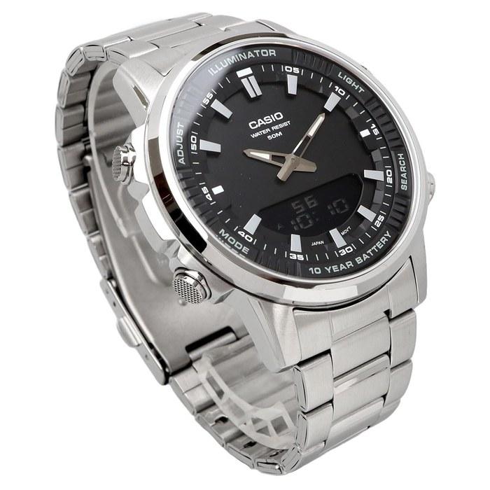 Casio World Time Analog-Digital Quartz Men's Watch AMW-880D-1AV Black Metal Band