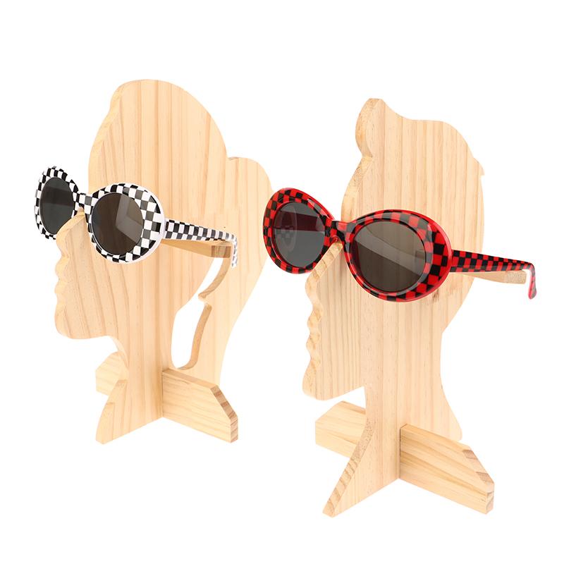 Sunglasses Shelf Display Stand Counter Glasses Storage Shelf Wooden Boys And Girls Head Mold Desktop Glasses Holder