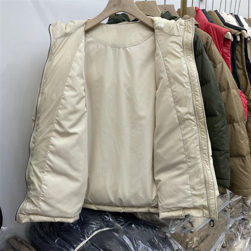 Женская зимняя осенняя куртка-пуховик с капюшоном из белого утиного пуха, свободное однотонное пальто с большим карманом и регулируемой талией