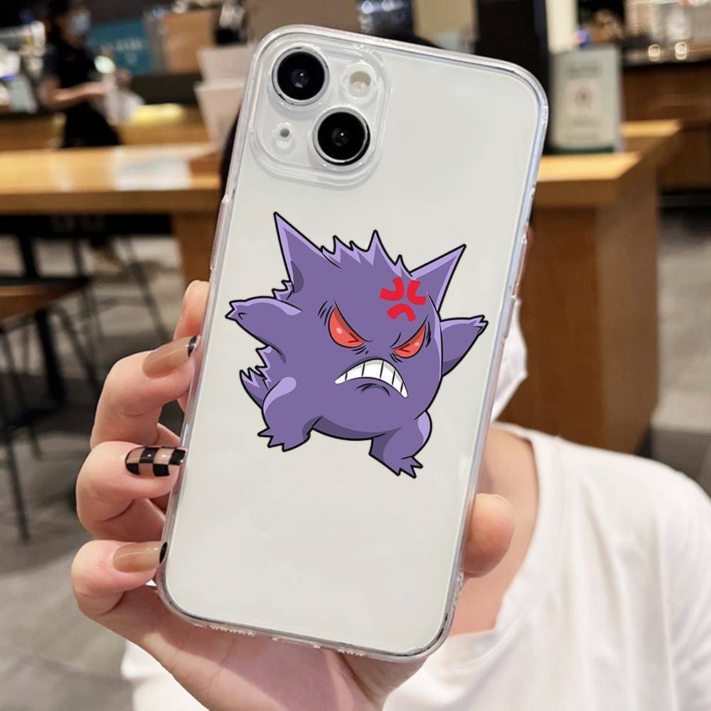 Чехол E-52 Pokemon Gengar для iPhone 7 8 11 12 13 14 15 16 Pro Max Plus Mini Xiaomi Redmi A3 9A 9C 10A 10C 13C Note 9 11 Realme Narzo C30 C55