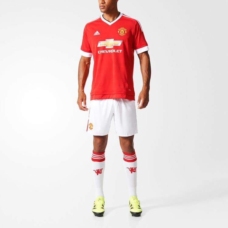 Adidas Манчестер Юнайтед 15-16 сезон тренировочная футбольная футболка с короткими рукавами мужские топы красные AC1414